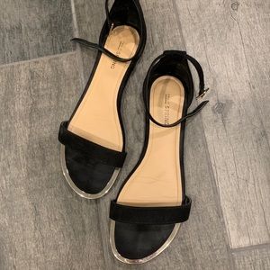 Call It Spring Black Flat Sandals with ankle strap